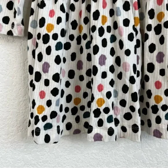 Hanna Andersson Rainbow Ribbed Dotted Abstract Painters Long Sleeve Dress - Picture 4 of 6